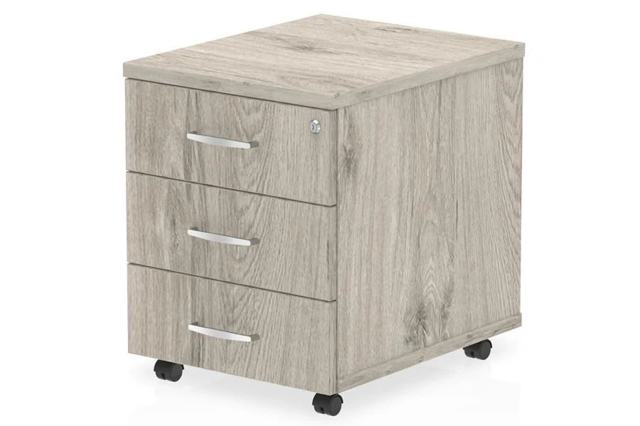 Gladstone Grey Oak 3 Drawer Mobile Pedestal 1 Gladstone Grey Oak 3 Drawer Mobile Pedestal