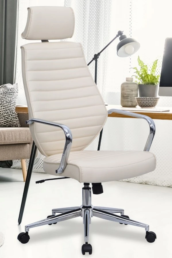 Atlas Cream Leather Office Chair 1 Atlas Cream Leather Office Chair