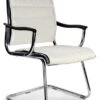 Carbis White Leather Visitor Chair