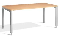 Crown Rectangular Height Adjustable Desk -Office Furniture Shop crown silver frame beech