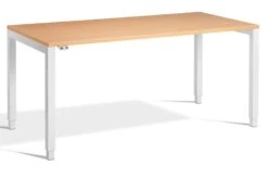 Crown Rectangular Height Adjustable Desk -Office Furniture Shop crown white frame beech