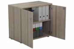Kestral Grey Oak Desk High Cupboard -Office Furniture Shop cupboard 1 1