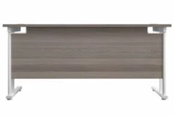 Kestral Grey Oak Rectangular Cantilever Desk -Office Furniture Shop grey oak top white frame 2