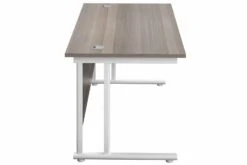 Kestral Grey Oak Rectangular Cantilever Desk -Office Furniture Shop grey oak top white frame 5