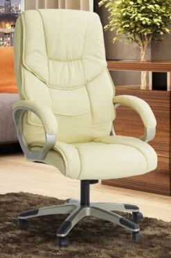 Ontario Leather Office Chair -Office Furniture Shop homcom high back pu leather office chair cream 1