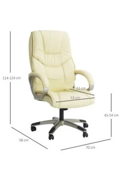 Ontario Leather Office Chair -Office Furniture Shop homcom high back pu leather office chair cream 3
