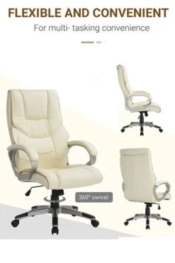 Ontario Leather Office Chair -Office Furniture Shop homcom high back pu leather office chair cream 4