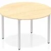 Solar Circle Table 1200 Maple Post Leg Silver