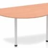 Price Point Beech Semi-circle Table 1600 Post Leg Silver