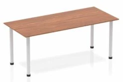 Nova Walnut Straight Table Post Leg Silver -Office Furniture Shop impulse straight table 1800 walnut post leg silver