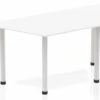 Polar White Trapezium Table 1600 Post Leg