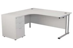Kestral White Corner Desk And Pedestal -Office Furniture Shop kestral white 1