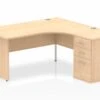 Solar Maple Corner Panel Desk And Pedestal