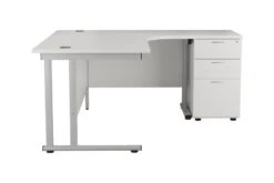 Kestral White Corner Desk And Pedestal -Office Furniture Shop ost1612cwsrclplustesudp3wh side
