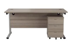 Kestral Grey Oak Promo Desk And Pedestal -Office Furniture Shop ost1680recclplustesmp3go front