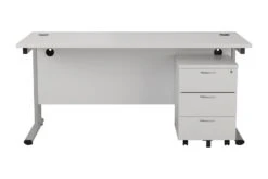Kestral White Promo Desk And Pedestal -Office Furniture Shop ost1680recclplustesmp3wh front