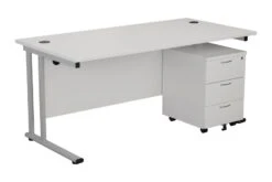 Kestral White Promo Desk And Pedestal -Office Furniture Shop ost1680recclplustesmp3wh front 45