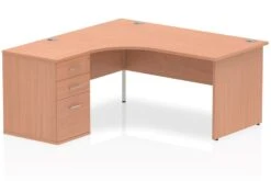 Price Point Beech Corner Panel Desk And Pedestal
