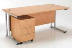 Kestral Promo Desk And Pedestal -Office Furniture Shop rectangular desk oak bundle 3