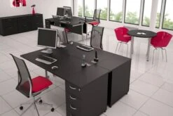 Nene Black Wave Panel Leg Desk 12 Nene Black Wave Panel Leg Desk -Office Furniture Shop room shot 16