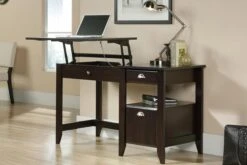 Riser Height Adjustable Desk -Office Furniture Shop sit stand desk jamocha wood 1