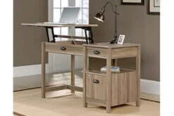 Riser Height Adjustable Desk -Office Furniture Shop sit stand desk salt oak 3