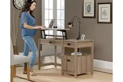 Riser Height Adjustable Desk -Office Furniture Shop sit stand desk salt oak 4