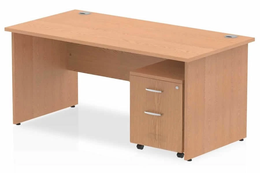 Norton Oak Panel Desk And Pedestal 1 Norton Oak Panel Desk And Pedestal