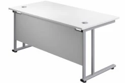 Kestral White Rectangular Cantilever Desk 13 Kestral White Rectangular Cantilever Desk -Office Furniture Shop white top silver frame 1