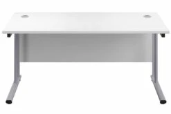 Kestral White Rectangular Cantilever Desk 14 Kestral White Rectangular Cantilever Desk -Office Furniture Shop white top silver frame 4